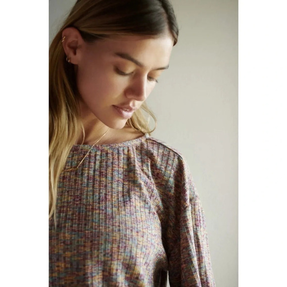 Anthropologie Daily Practice Open Backside Flouncy Pullover Sweater Space Dye - Picture 3 of 16